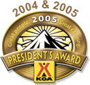 Whitefish KOA campground Presidents Award 2005